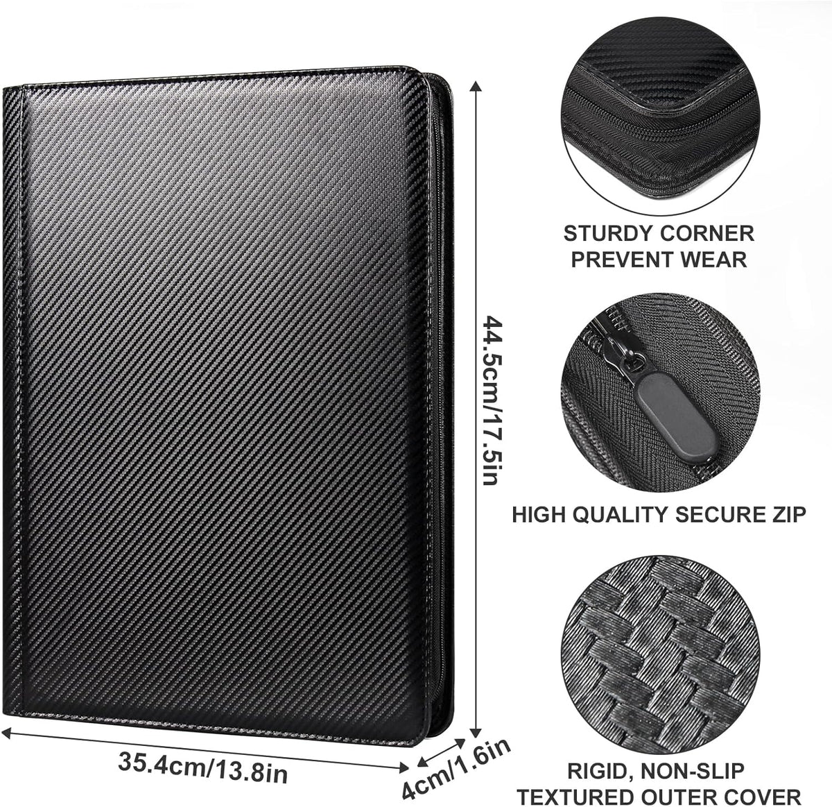 GEAoffice Trading Card Binder 16 Pockets, Premium Large 1000 Card Binder Holds 1000+, Side Loading