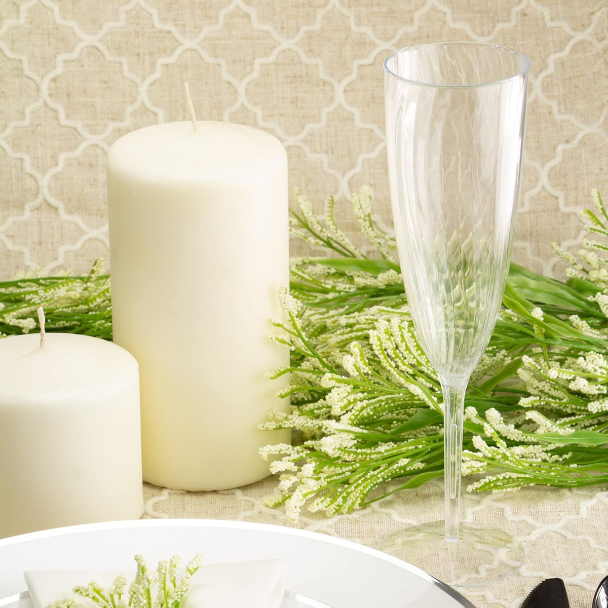 Lillian Tablesettings 96 Count Premium Champagne Flutes 6 oz. Clear Hard Plastic 1-Piece Disposable
