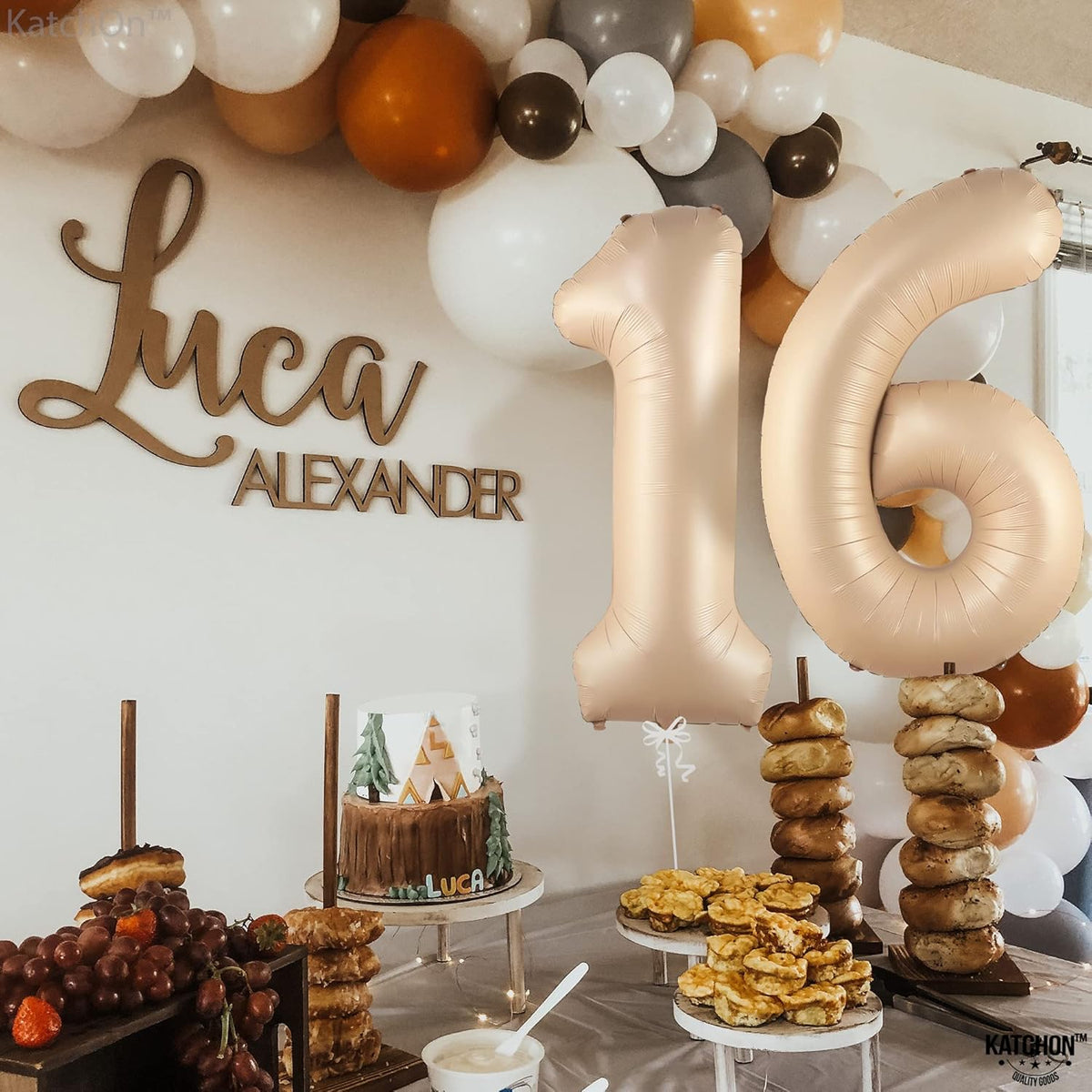KatchOn, Giant Caramel 16 Balloon Numbers - 40 Inch | Sweet 16 Party Decorations | 16th Birthday