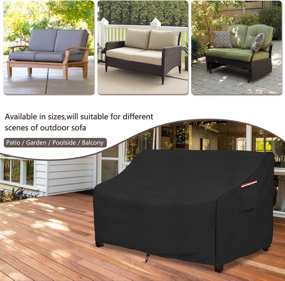 okcool Heavy Duty Patio Sofa Cover, 100% Waterproof 3-Seater Outdoor Sofa Cover Fits up to 85W x