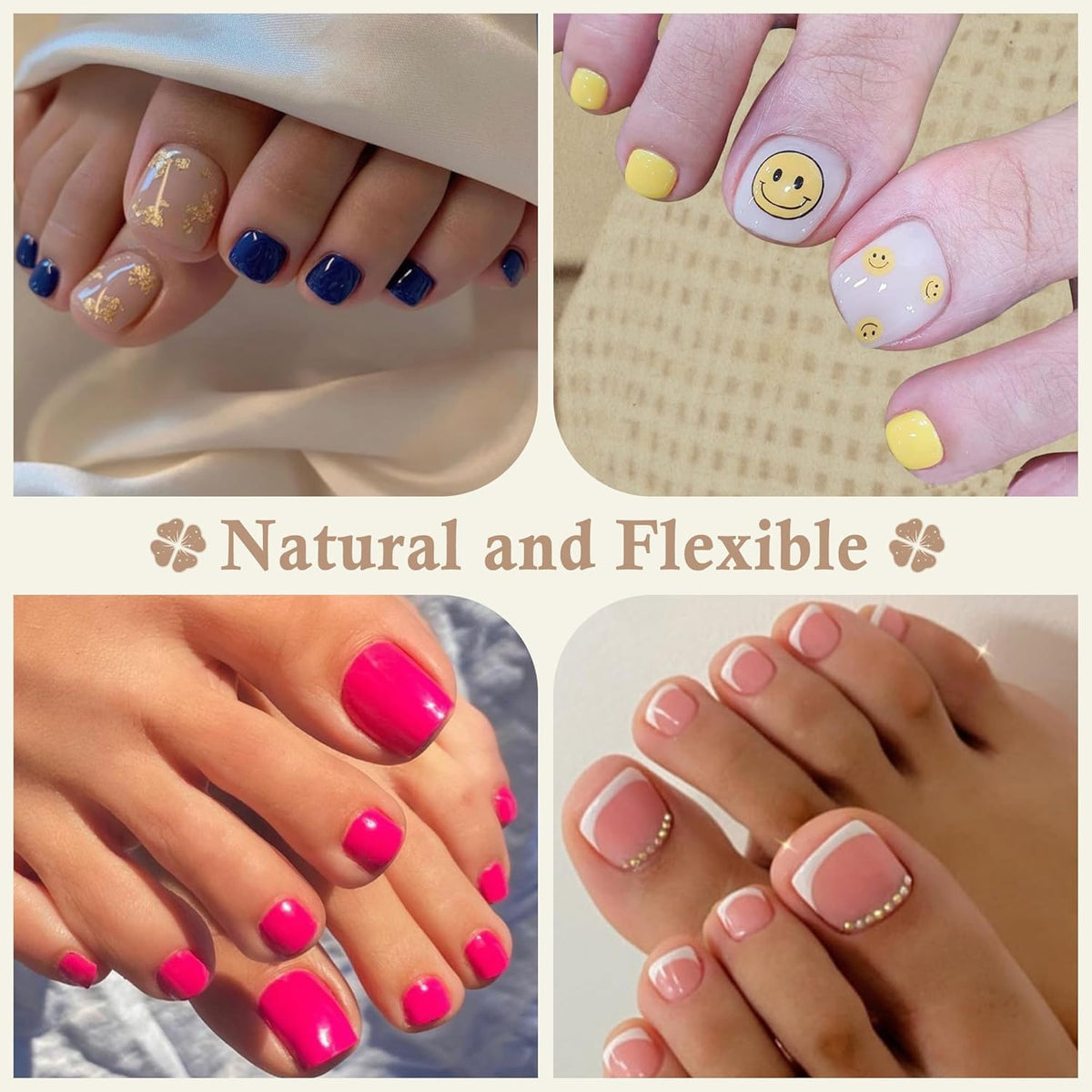 Short Toe Nail Tips Square Full Matte False Toenails Press On Nails 360pcs Smoothly Curved Toe Nail