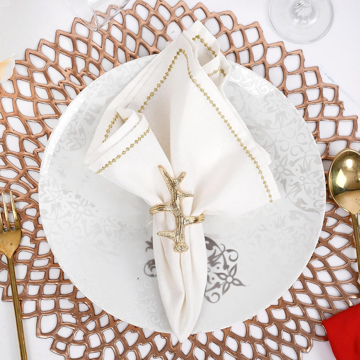 Lightweight Metal Napkin Rings Set of 12 - Napkin Rings Holder for Dinning Table Parties Dining