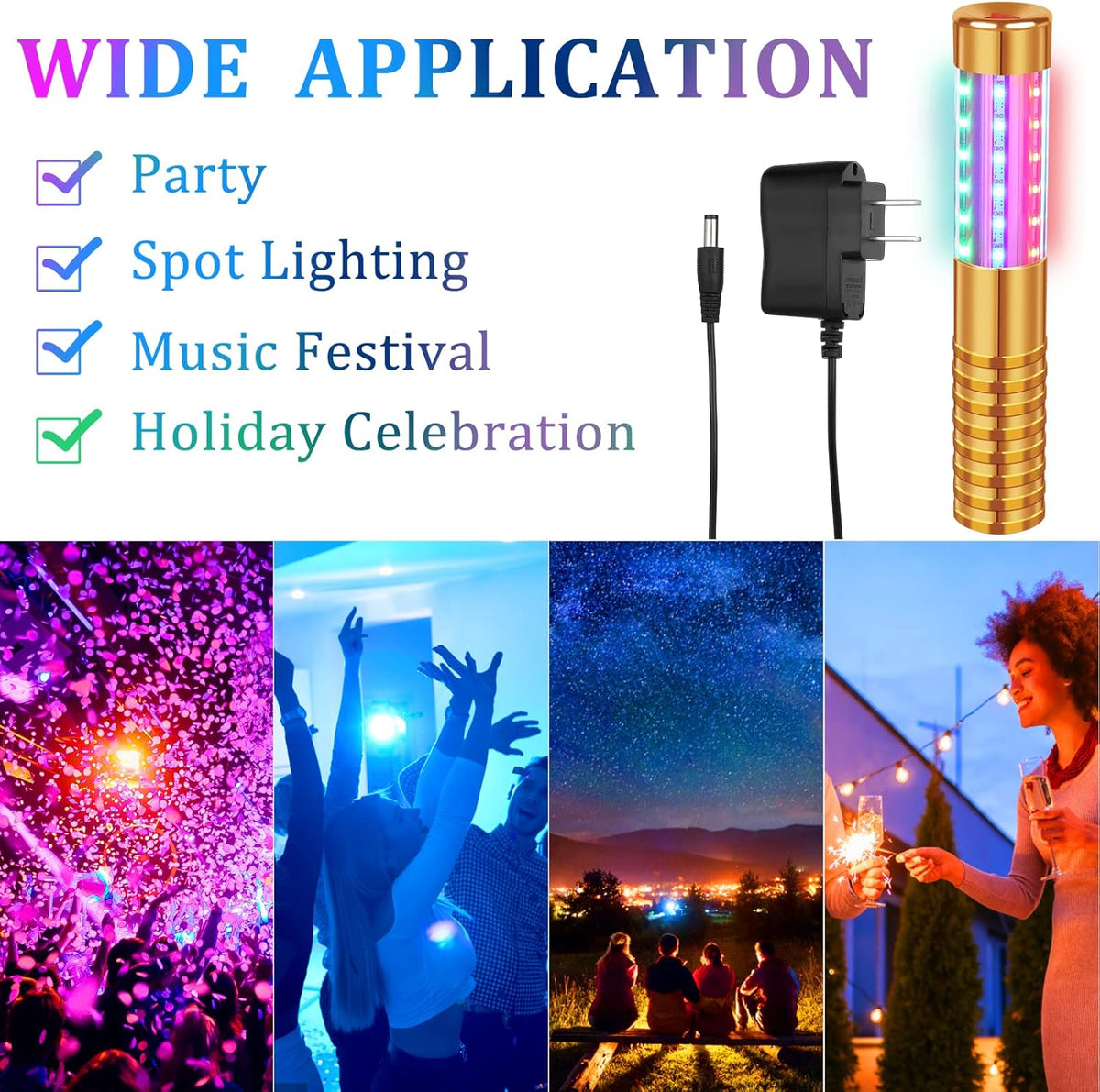 4 Pieces Strobe Baton Bottle Service Sparklers Metallic Bottle Service Lights Handheld Light for
