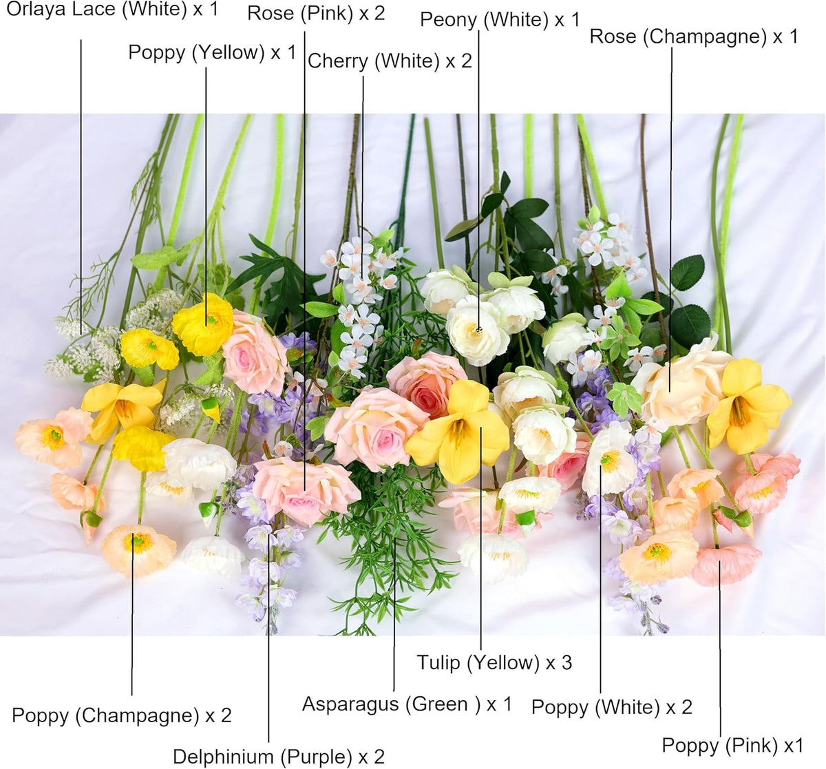 Artificial Flowers Bouquets for Bridal Wedding Home Decor Fake Floral Arrangements for Party Table