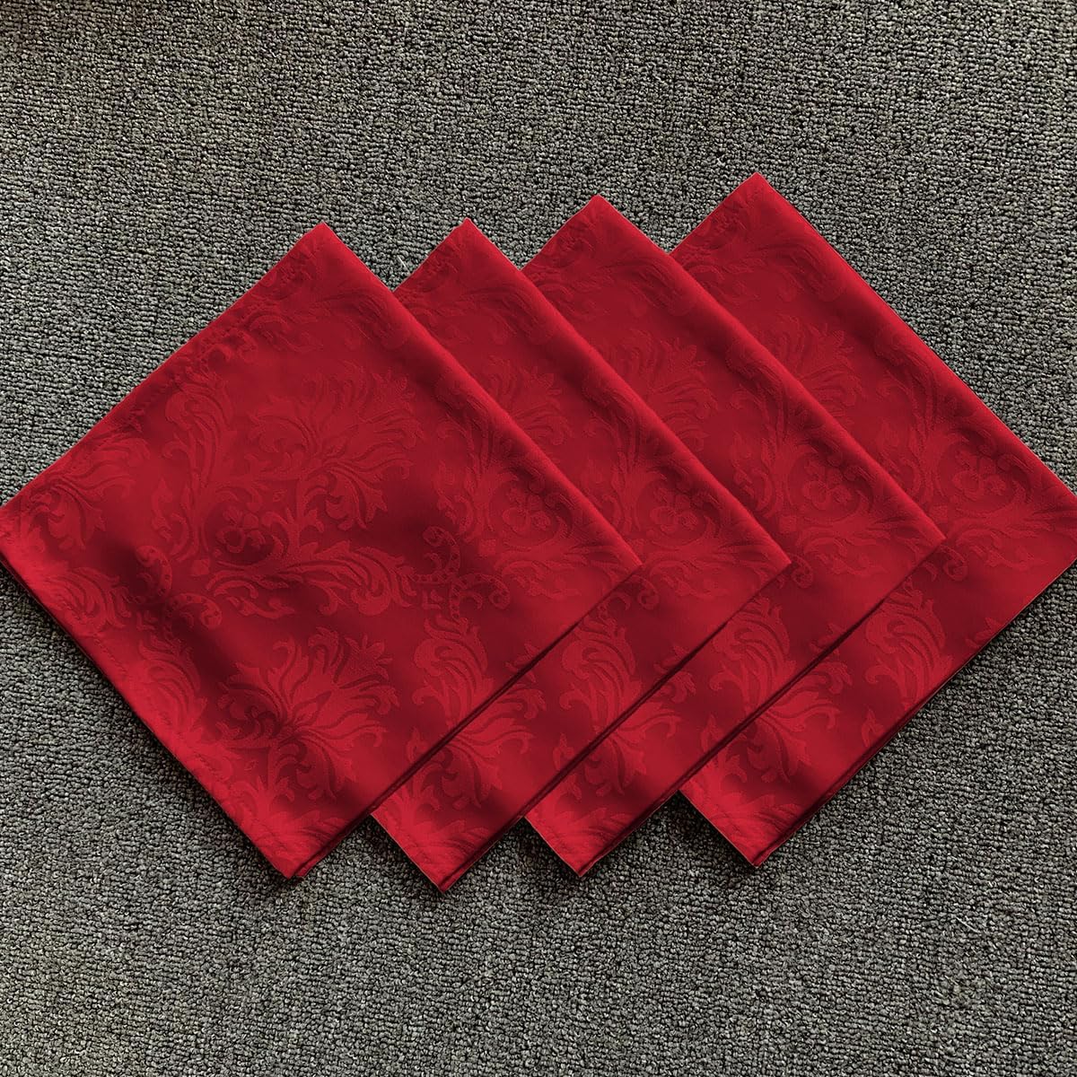 SASTYBALE Cloth Napkins Square 20 x 20 Inch Set of 4, Washable Reusable Jacquard Damask Christmas