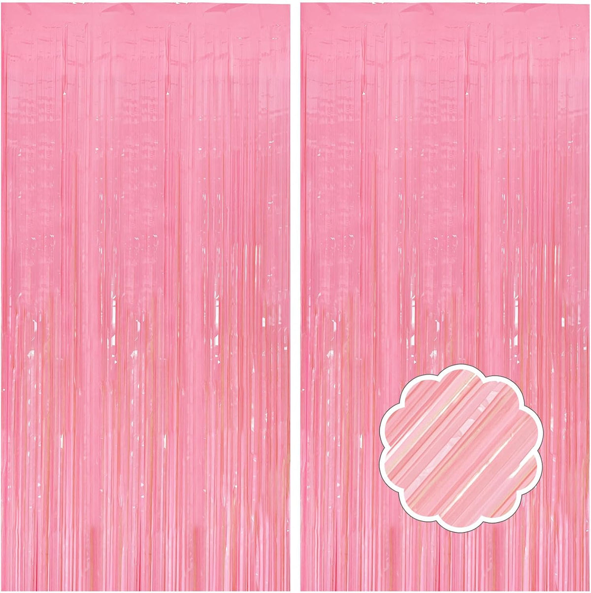 2 Pack Pink Streamers Pastel Curtain Backdrop Wall Fringe Backdrop Birthday Party Decorations Light