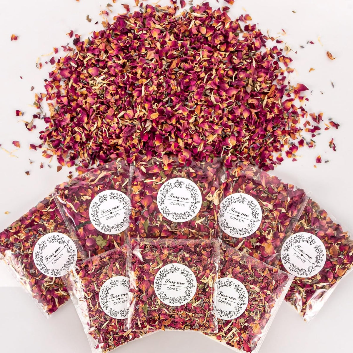 Sukh 8Packs Dried Flower Petals - Biodegradable Wedding Confetti,Natural Real Dried Flower Rose