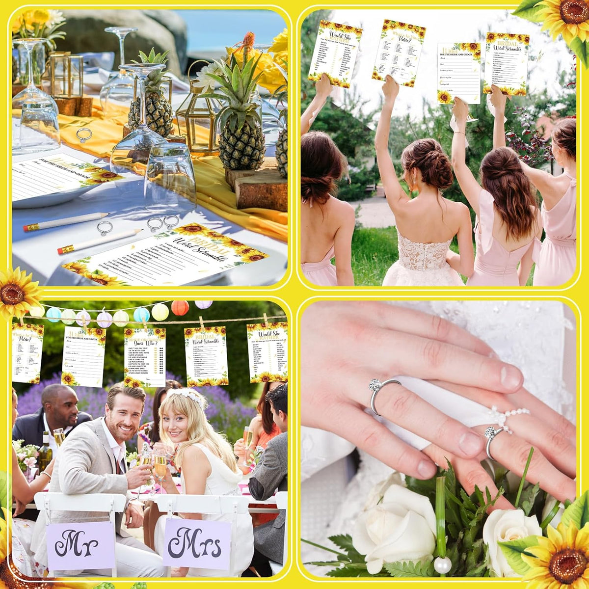 Estune 331 Pcs Bridal Shower Games Supplies, 5 Sets 250 Pcs Wedding Cards 1 Put a Ring on It Bridal