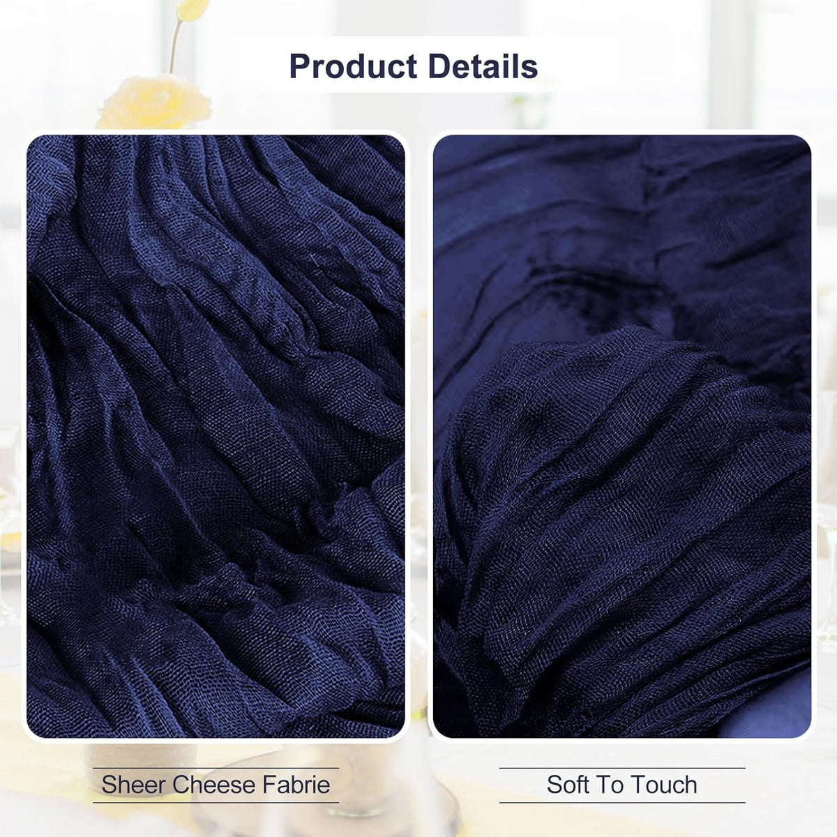 10 Pack Navy Blue Cheesecloth Table Runner 35x120 Inch 10Ft Rustic Gauze Cheese Cloth Table Runner