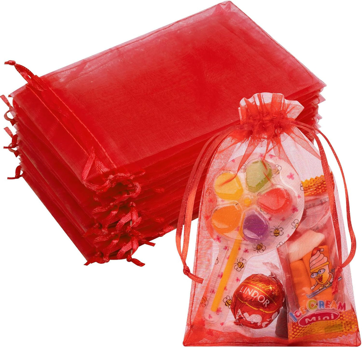 50 Pcs 4x6 Inch Organza Bags, Mesh Bags Drawstring Sachet Bag Small Pouch Bag for Christmas Gift