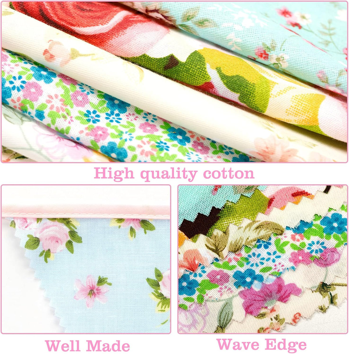jijAcraft 39Ft Triangle Bunting Banner, 42Pcs Tea Floral Party Bunting Cotton Fabric Flags Pennant