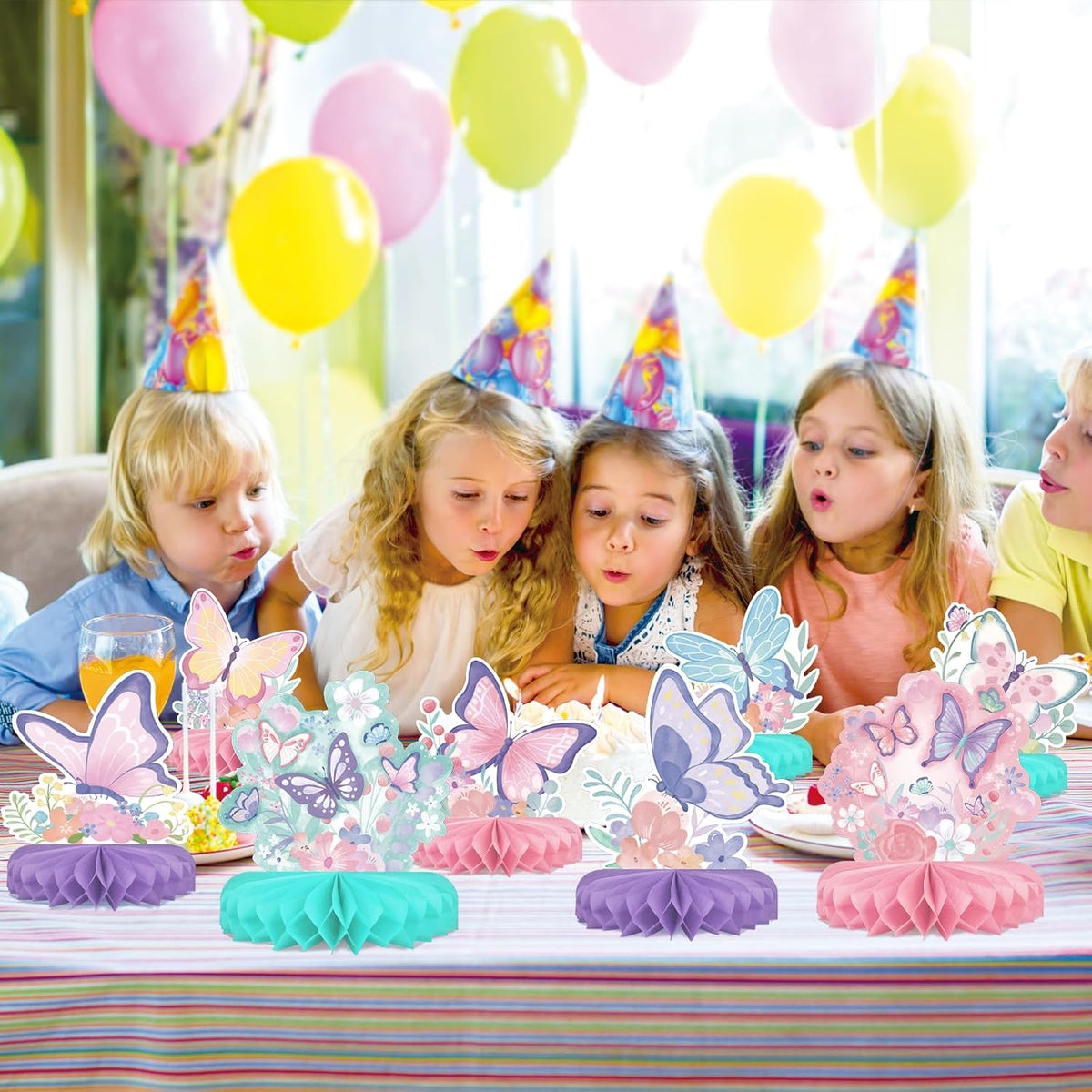 Butterfly Birthday Party Supplies Kit - Butterfly Themed Honeycomb Centerpiece ，Table Decorations