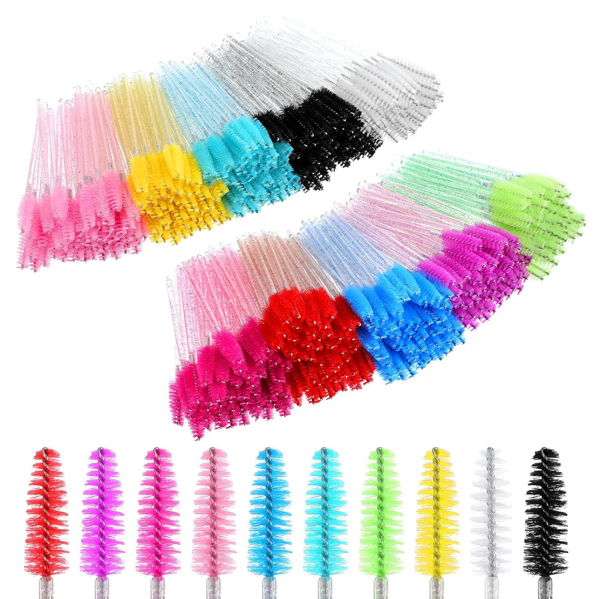1000 Pcs Disposable Mascara Wands, Colorful Spoolies for Eyelash Extensions, Bulk Eyebrow Comb