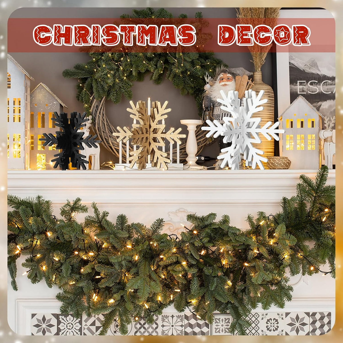 Bucherry 12 Pcs Wooden Snowflake Table Decor 3D Snowflake Tabletop Signs and Centerpiece for