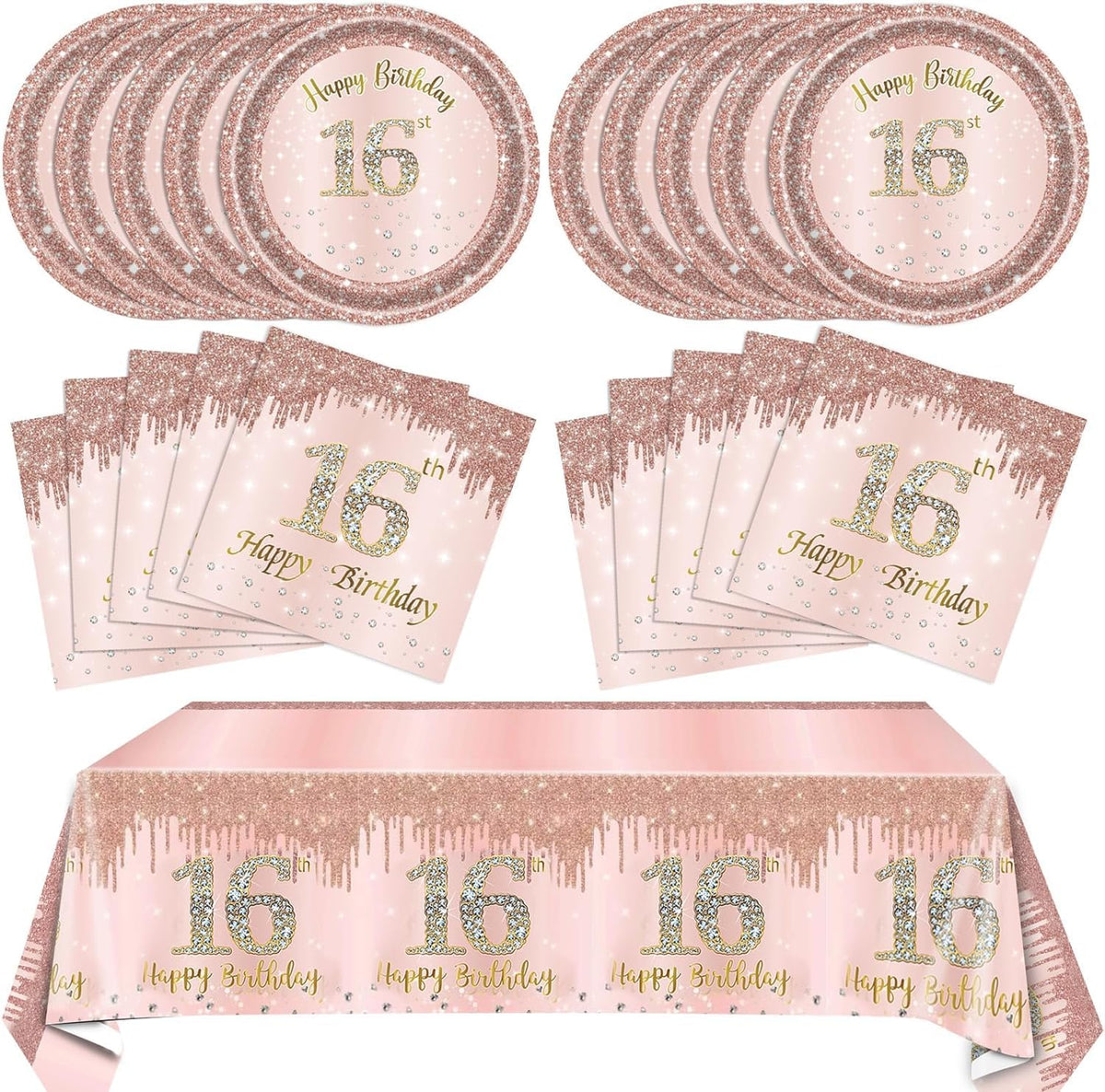 16th Birthday Decorations for Girls Rose Gold Sweet 16 Birthday Party Decoration for Her 16th Happy