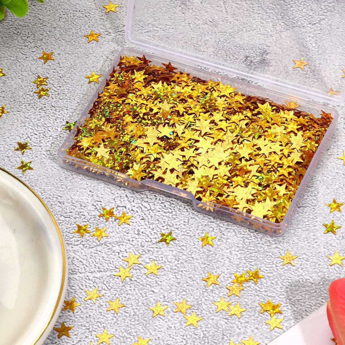 MARFOREVER Gold Star Confetti, Glitter Star Confetti Birthday Scatter Table Centerpiece Metallic