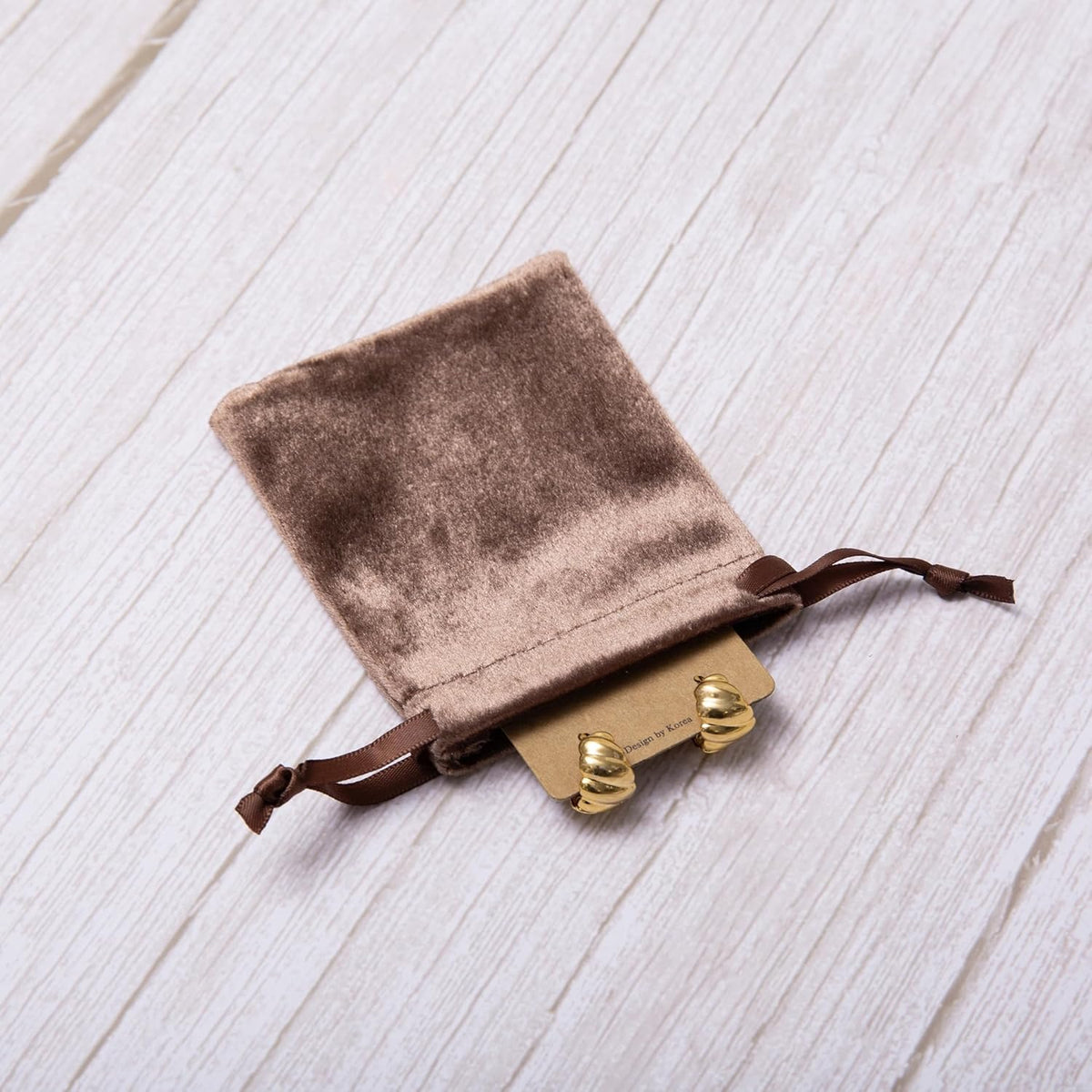 QIANF 12pcs Brown Velvet Drawstring Bags 3x4 inches Glossy Small Velvet Cloth Gift Bags Jewelry