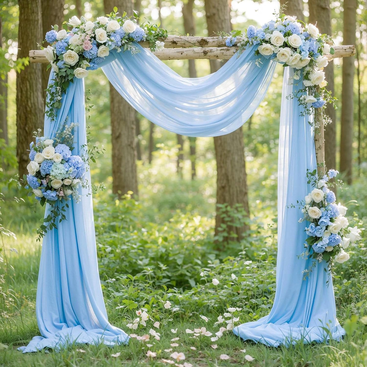 Wedding Arch Draping Fabric, 2 Panels 18FT Baby Blue Sheer Backdrop Curtain Chiffon Fabric Drapes