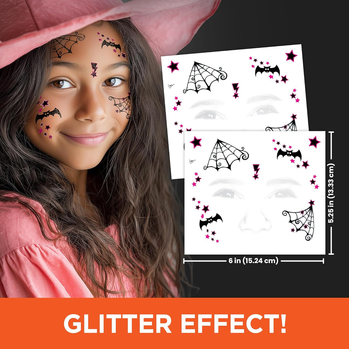 Halloween Witch Costume Temporary Tattoos – Magical Tattoo Kit for Kids, Includes Hats, Brooms