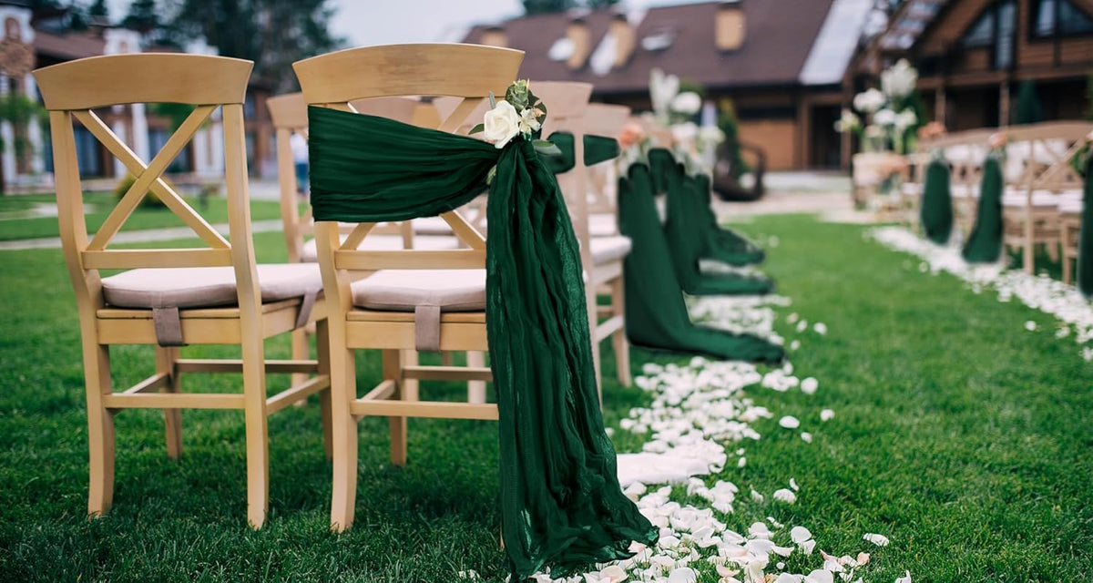 50 PCS Cheesecloth Chair Sashes, Bows Designed ChairSashes, 15.7x70 inch Chair Sashes for Aisle