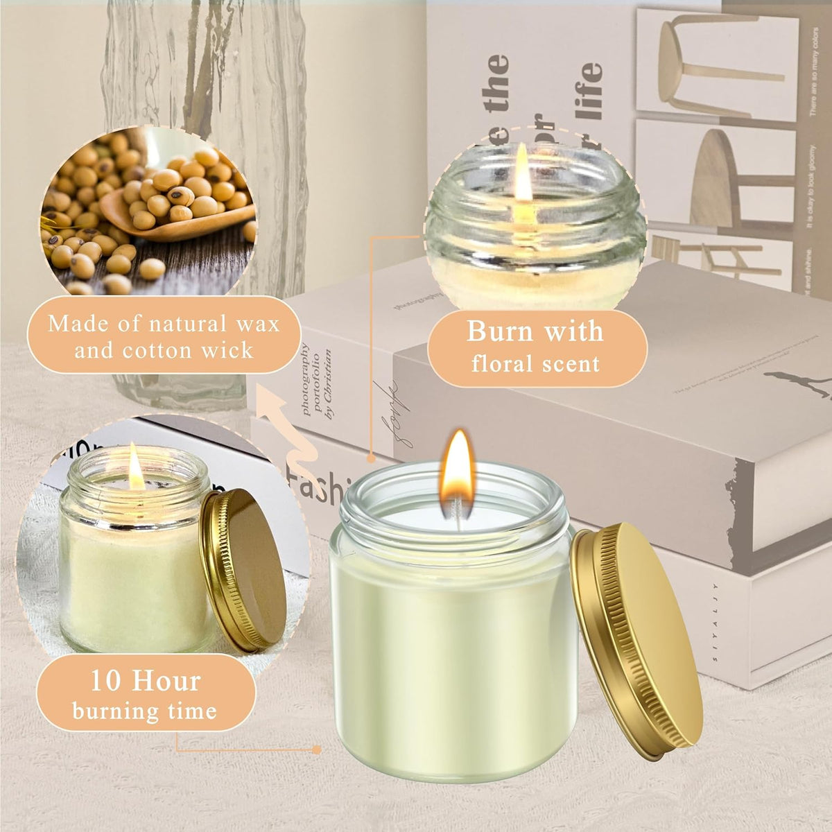 ACITHGL 36 Pcs 4oz Mini Mason Jar Candles Small Scented Candles Bulk Aromatherapy Ideal Souvenir