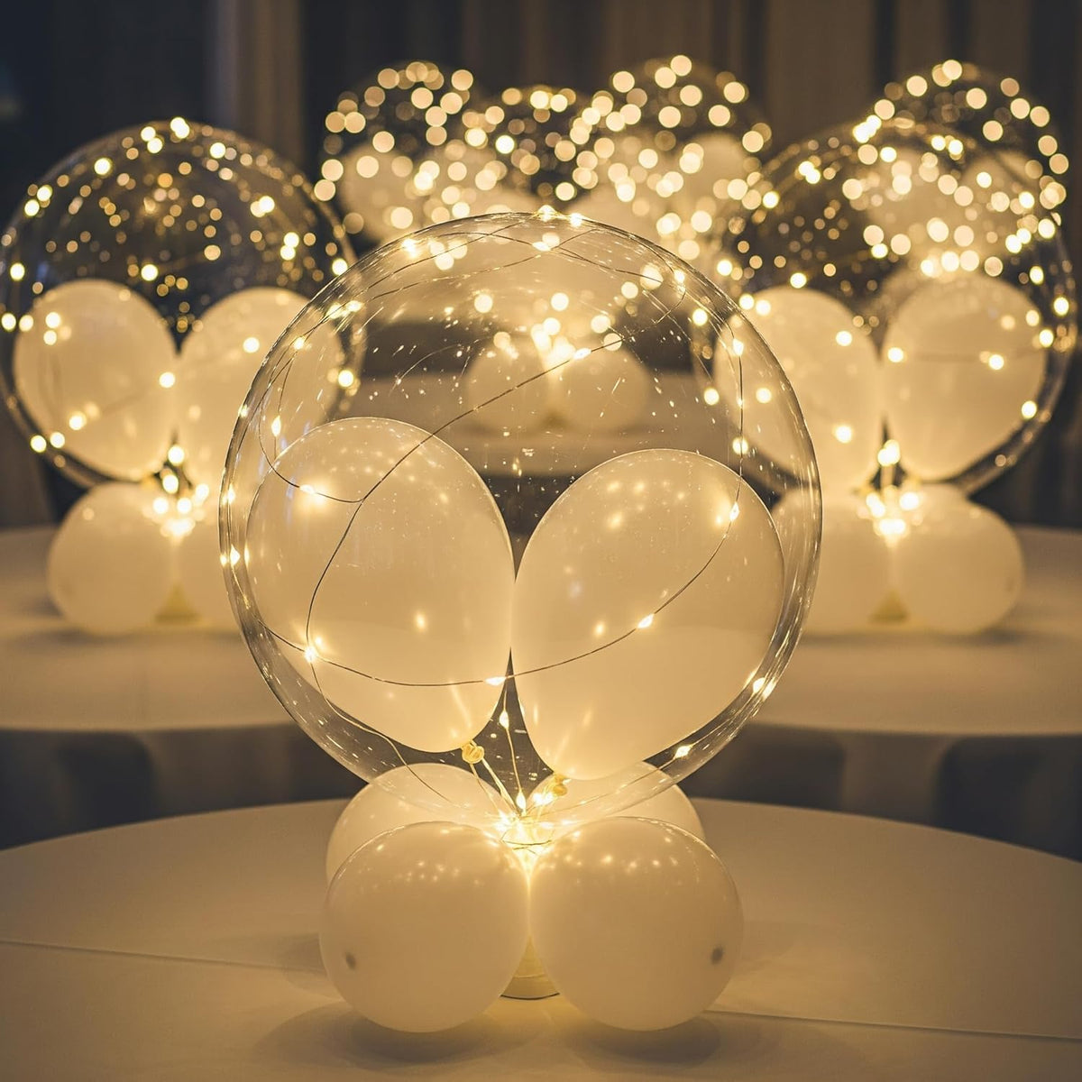 Lightsfever LED Light up Party Balloons with Batteries, 22 inch warm white Big Size Clear Bobo