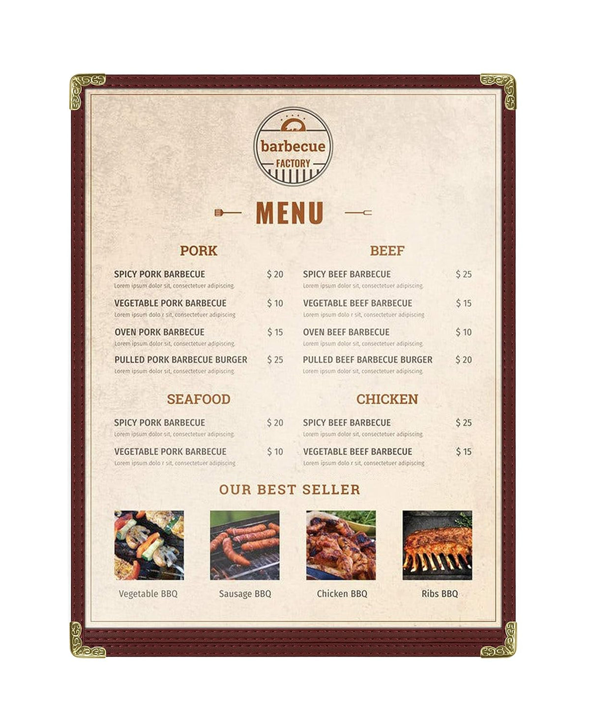 Goodsmart Restaurant Menu Covers – 25 Pack Burgundy 2-View, Top-Loading Menu Holders, Vinyl &