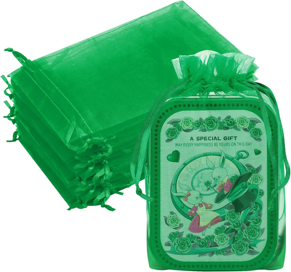 50 Pcs 6x9 Inch Organza Gift Bags, Mesh Bags Drawstring Pouch for Christmas Gift Party Favor