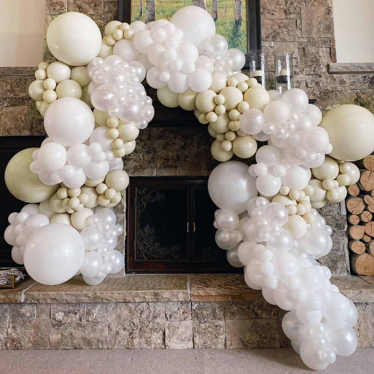 110pcs White Sand Balloons 12 Inch White Latex Balloon Garland Arch Kit for Birthday Baby Shower