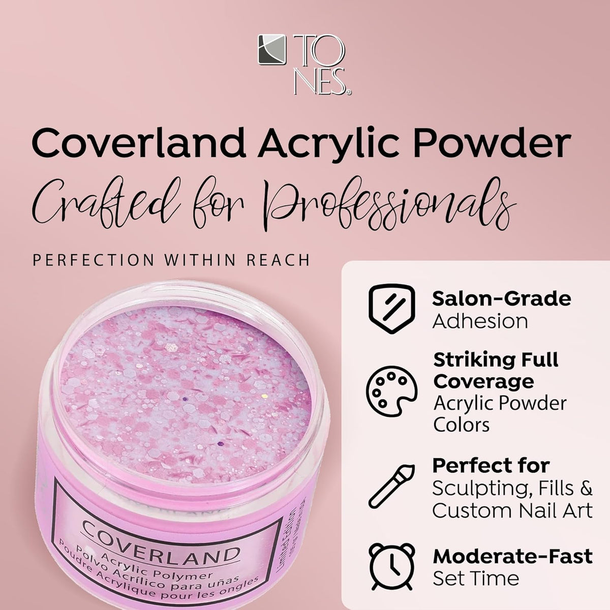 Tones Coverland Acrylic Nail Powder "Fuschia Jewel" - Limited Edition Acrylic Powder for Nail