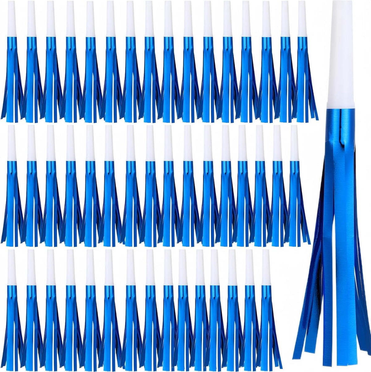 48 Pcs Noise Makers Glitter Metallic Fringed Noise Makers Horns for Baby Shower, Kids Birthday, New