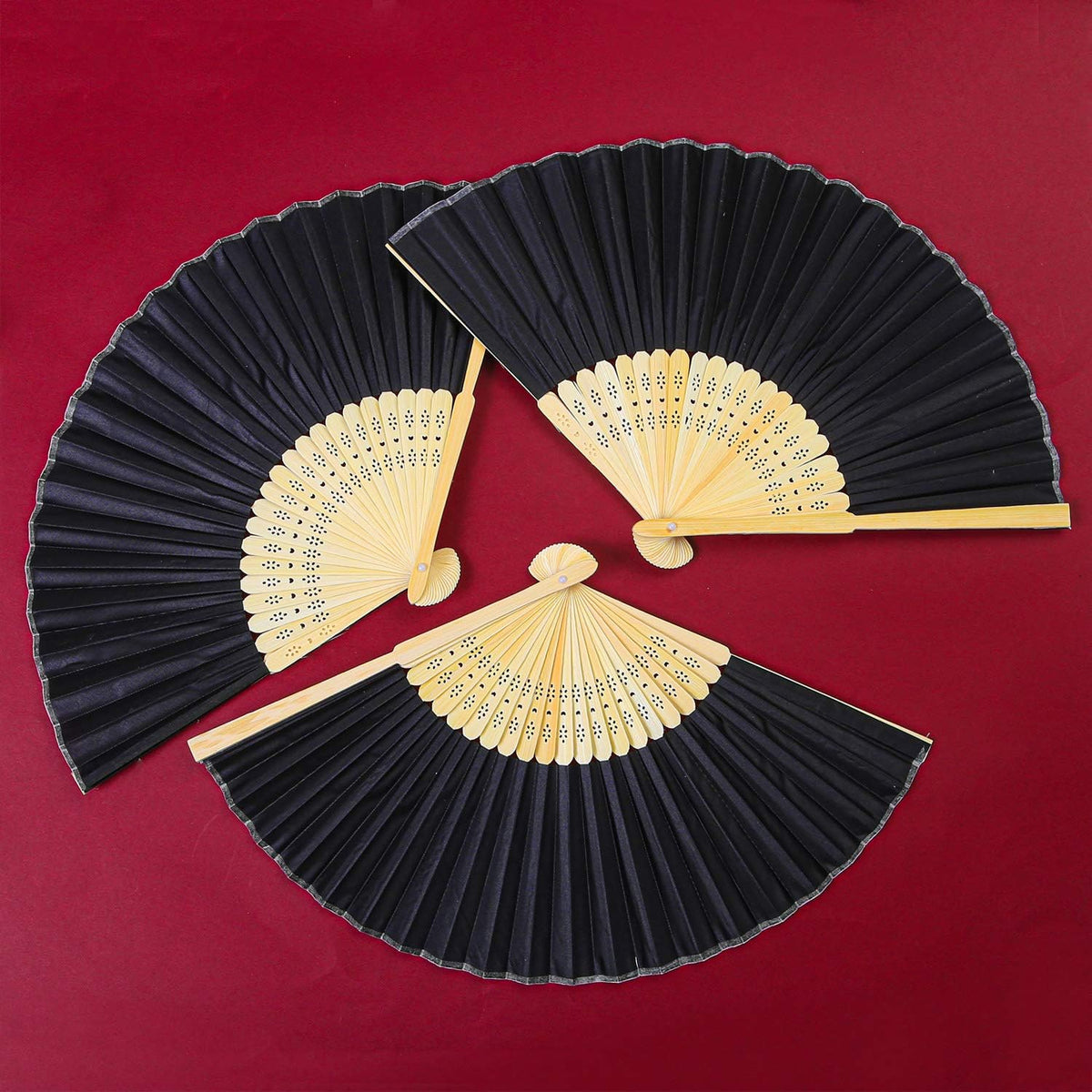 Aneco 18 Piece Black Handheld Fans - Bamboo Folding Fans for Wedding Decoration, Church Wedding