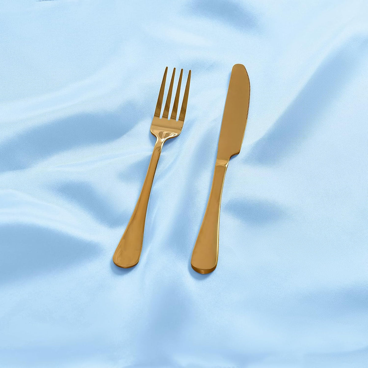 12 Pieces Light Blue Satin Napkins, 17" x 17" Square Table Napkins, Silky Soft Smooth Washable