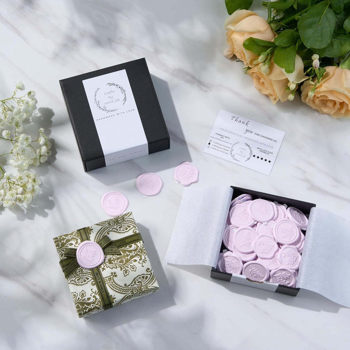 Wax Seal Stickers (60 Pcs, 3 Designs in 1 Pack) Premium Envelope Seal Stickers for Wedding