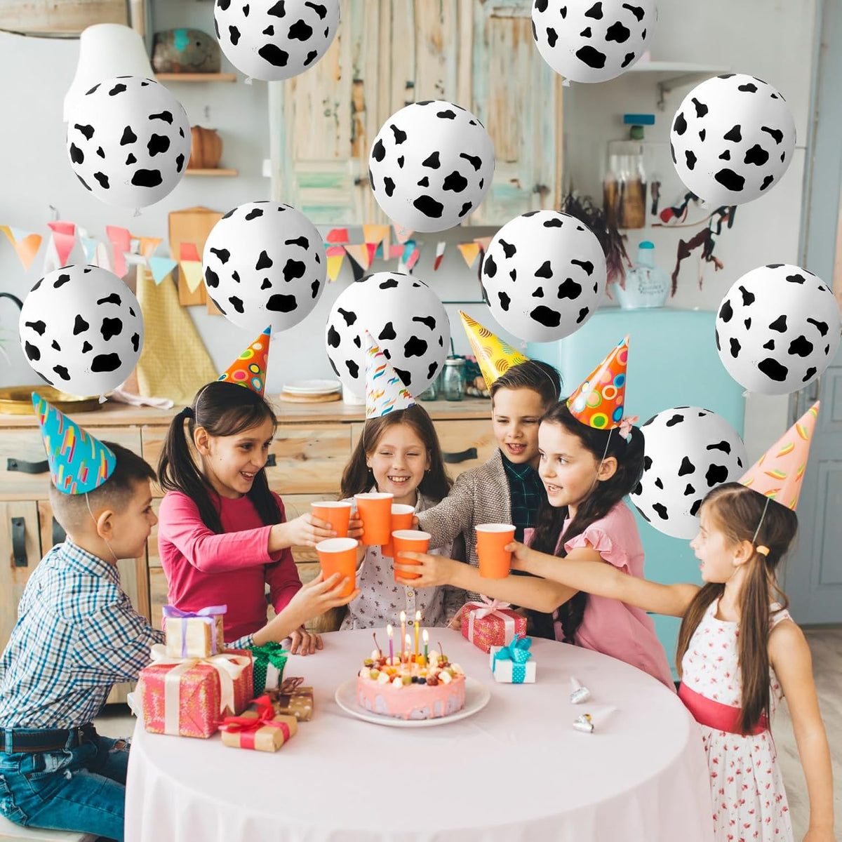 Cow Print Balloons, 30 Pcs Cute Cow Latex Balloons for Kids Party, Black White Western Cowboy
