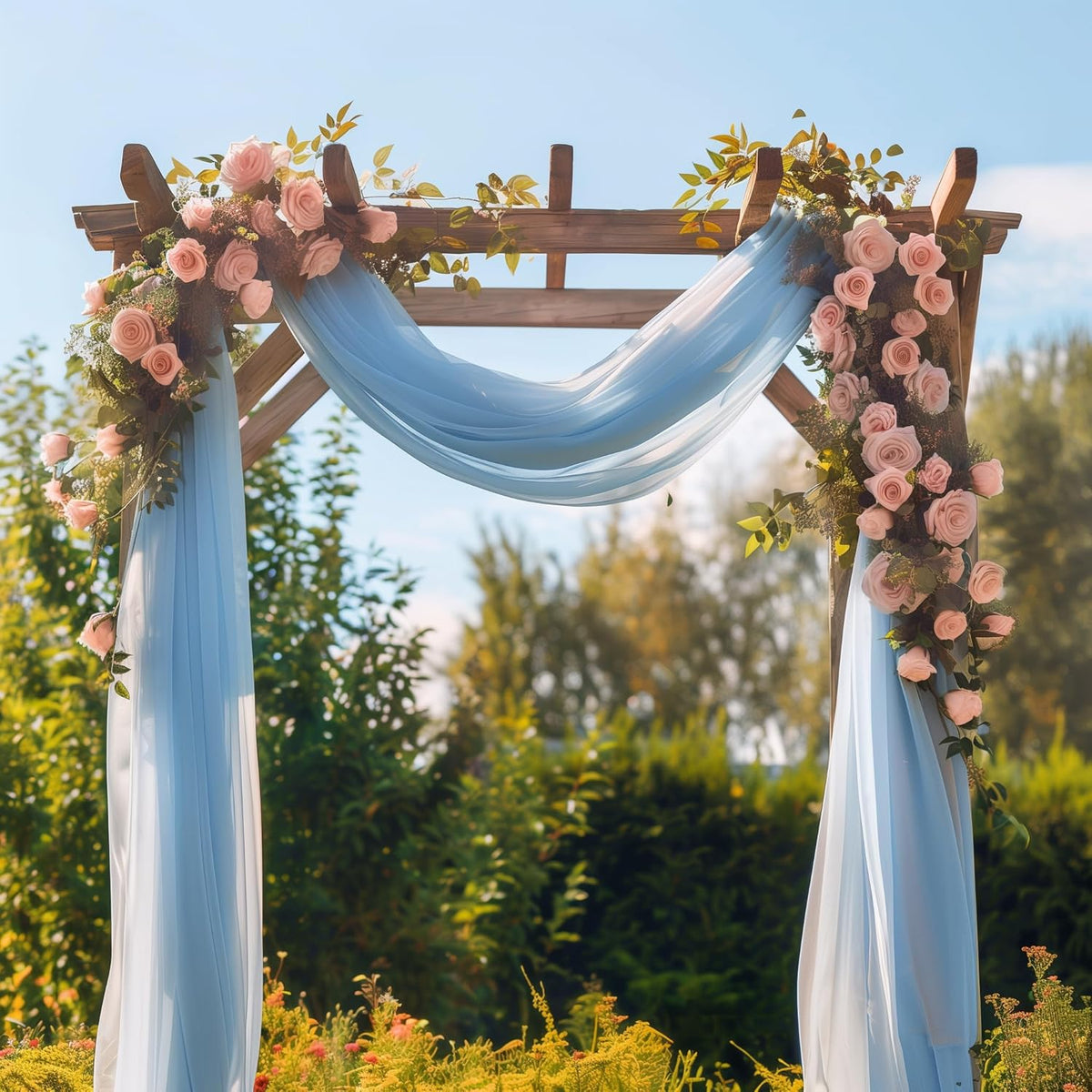 Wedding Arch Draping Fabric 1 Panel 28.7" x 20FT Baby Blue Sheer Chiffon Backdrop Drapes for