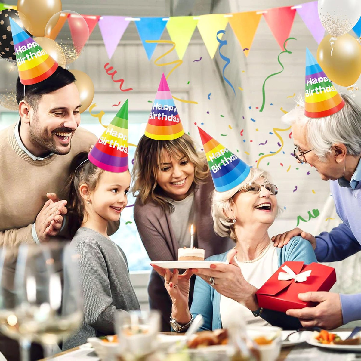 CANREVEL Party Hats for Kids and Adults, Party Headwear, Happy Birthday Hats, Birthday Party