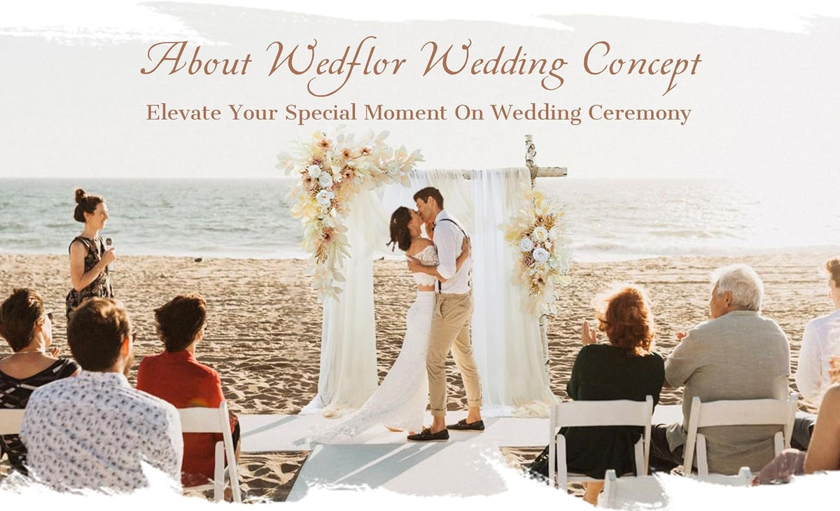 Wedding Arch Flowers with Drapes Kit (Pack of 4) - 2pcs Artificial Beige Deluxe Swag with 2pcs