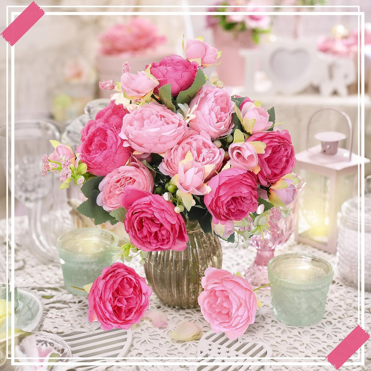 8 Bundles Artificial Peonies Flowers Boho Faux Flowers Arrangements Artificial Centerpiece Spring
