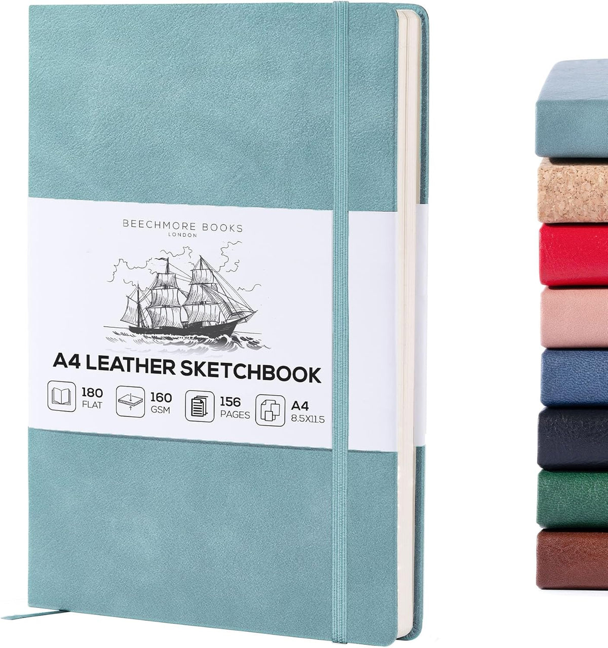 BEECHMORE BOOKS A4 Sketchbook ??8.5x11 Premium Vegan Leather Bound Large Sketch Book Hardcover With