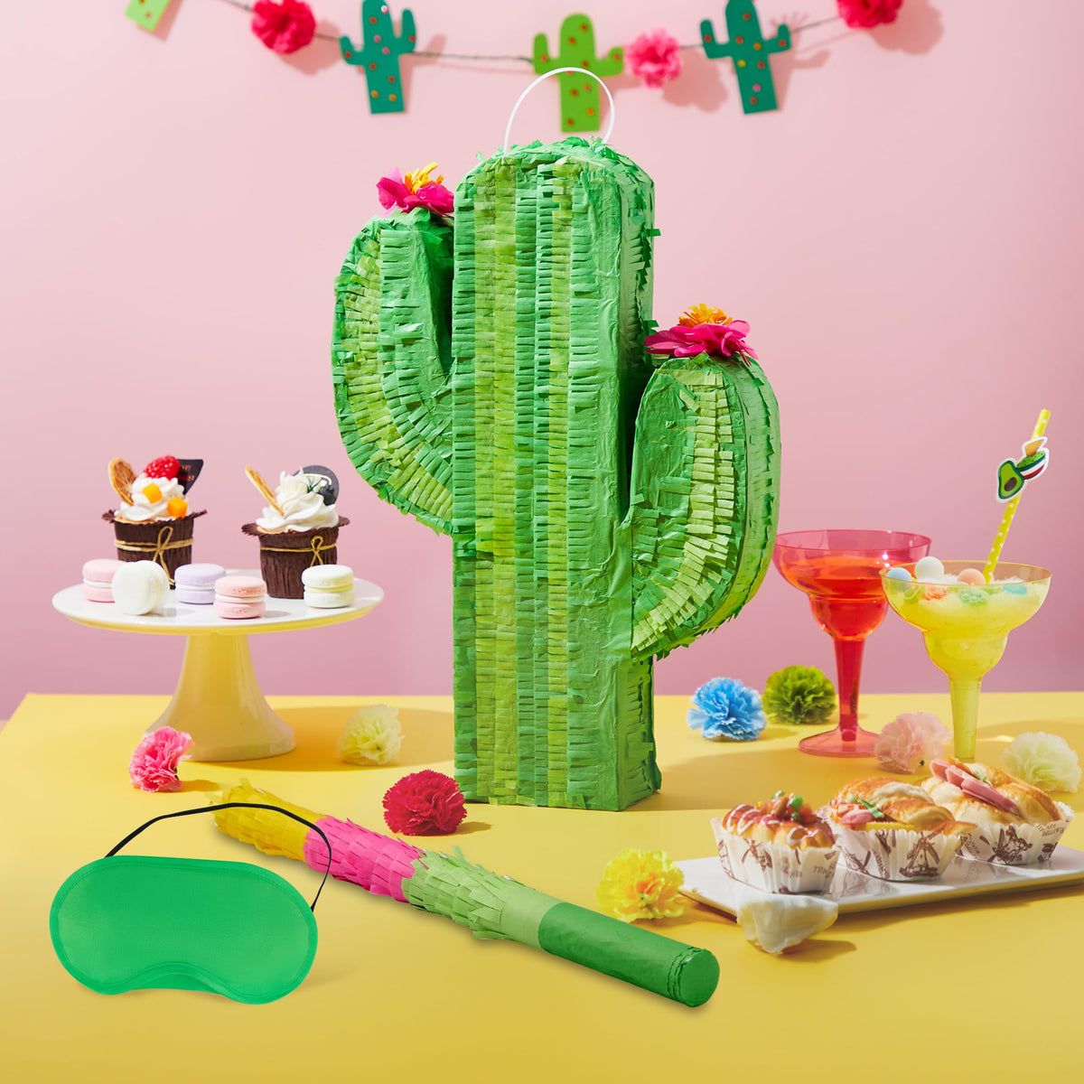 Cinco De Mayo Cactus Pinata for Kids Birthday Party, (16.75x11.25x3 in.) for Fun Fiesta Taco Party