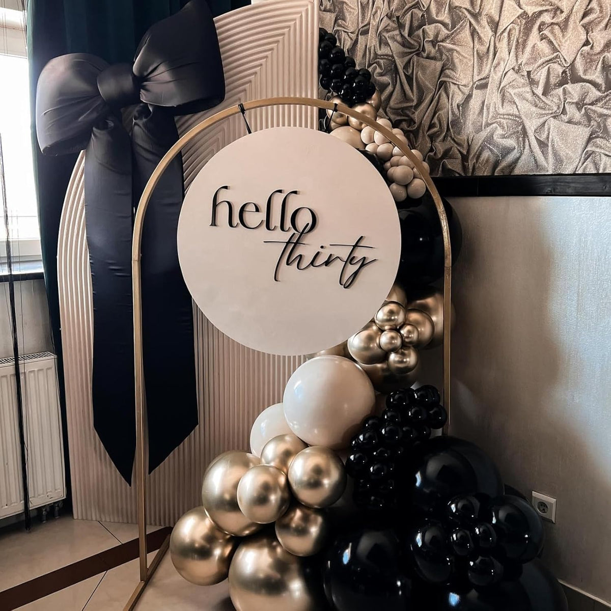 White Sand Black Balloons Set,12Inch Black Cream White Balloons for Wedding Bridal Shower