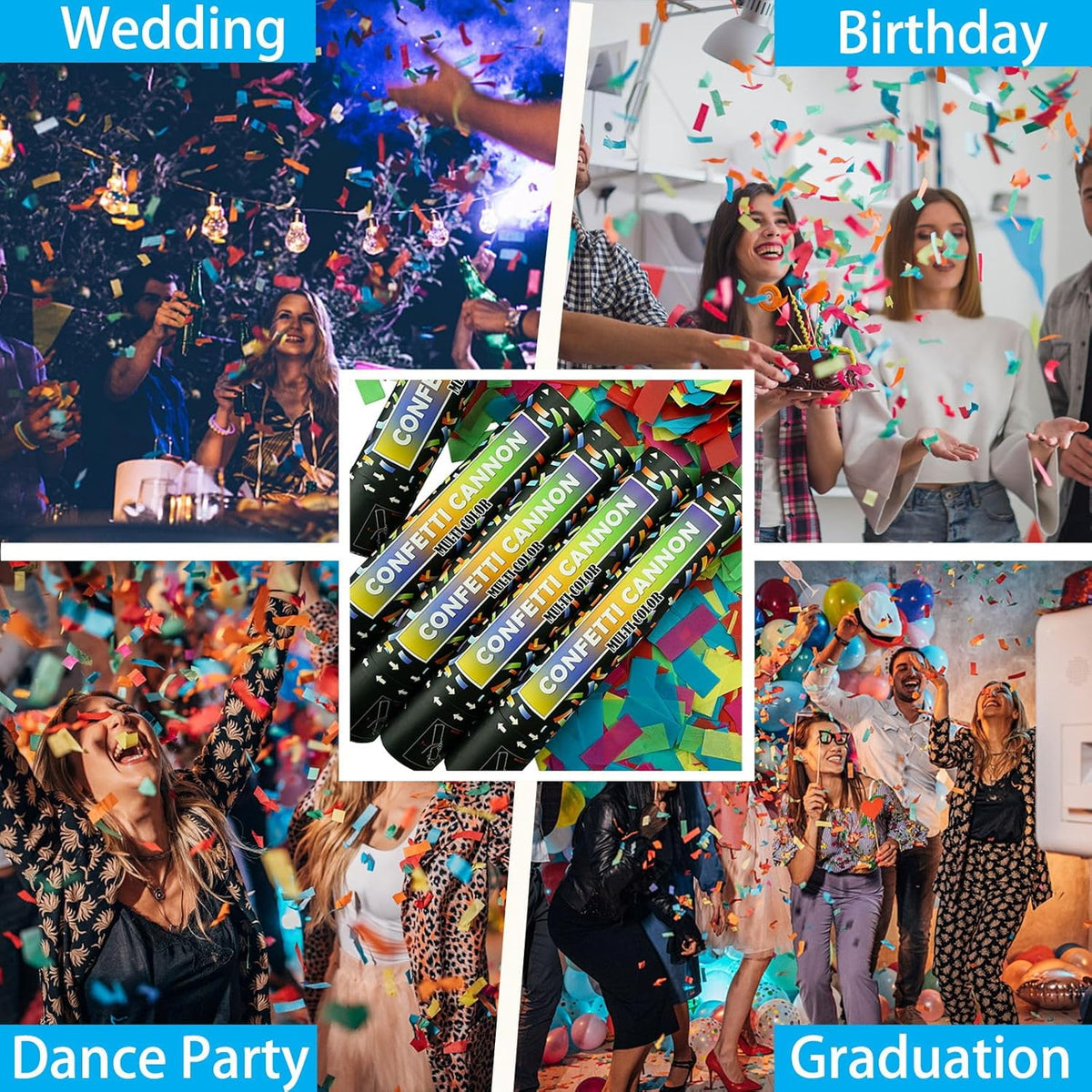 12 Inch Confetti Cannon Multicolor Confetti Popper Party Shooter for Wedding Birthday Graduation
