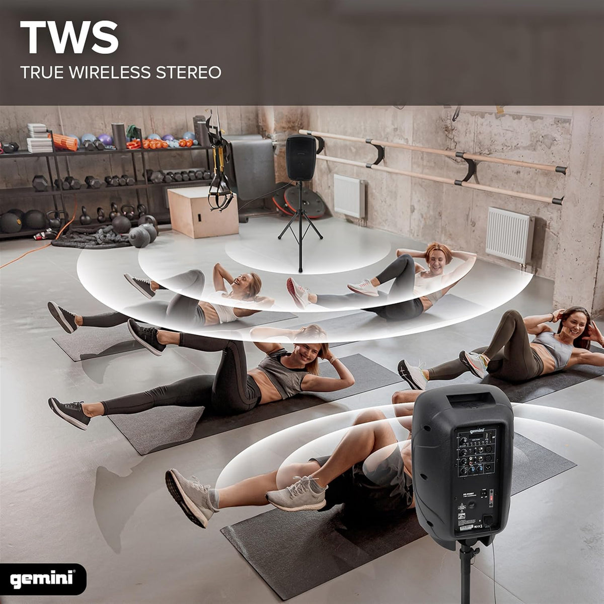 Gemini 8” 500W Bluetooth PA Speaker with TWS Link, USB/SD/FM, XLR/RCA/AUX Inputs, Mic & Guitar