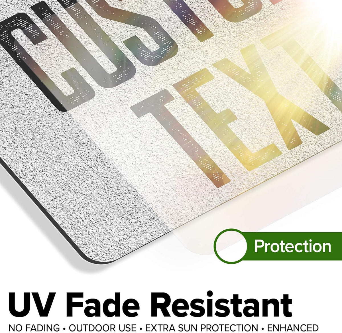 Custom Sign, Custom Street Sign, 11 Font Colors, 13 Font Styles, 4 Hole Options, 22 Sizes, 7x10