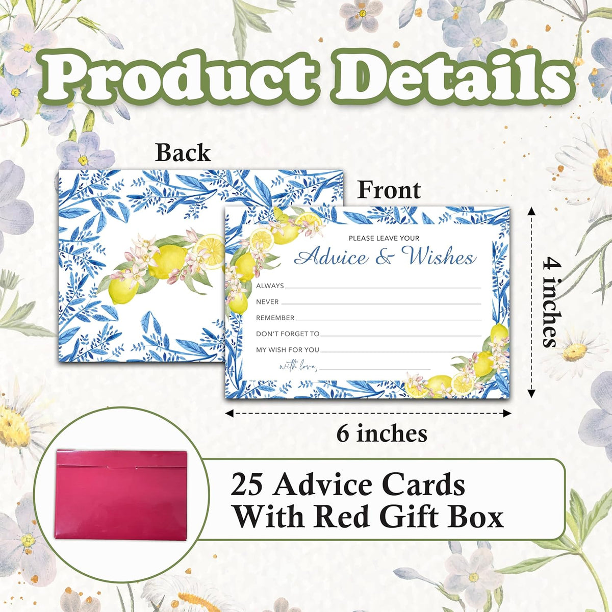 Advice And Wishes Cards (25pcs), Mediterranean Lemon Advice Cards For Mr And Mrs, Bride And Groom