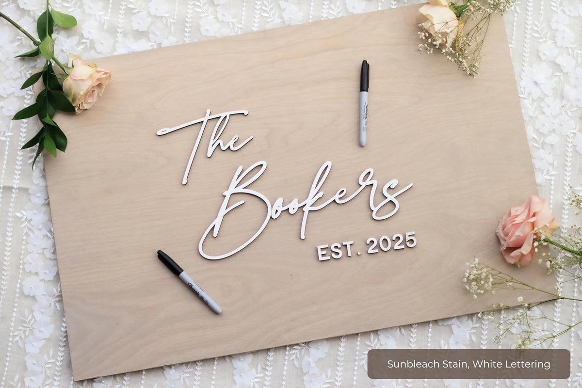 Personalized Last Name Guest Book, Unique Guest Book Sign, Custom Alternative Guest Book, Wooden