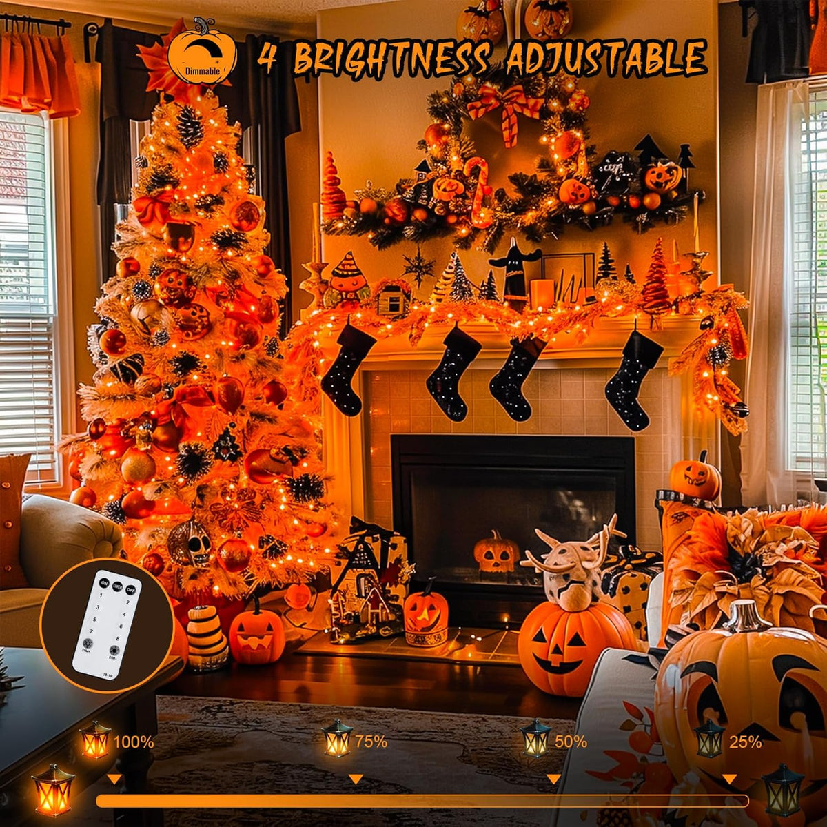 JMEXSUSS 600 LED Orange Lights for Halloween Decorations, Halloween String Lights Outdoor, Orange
