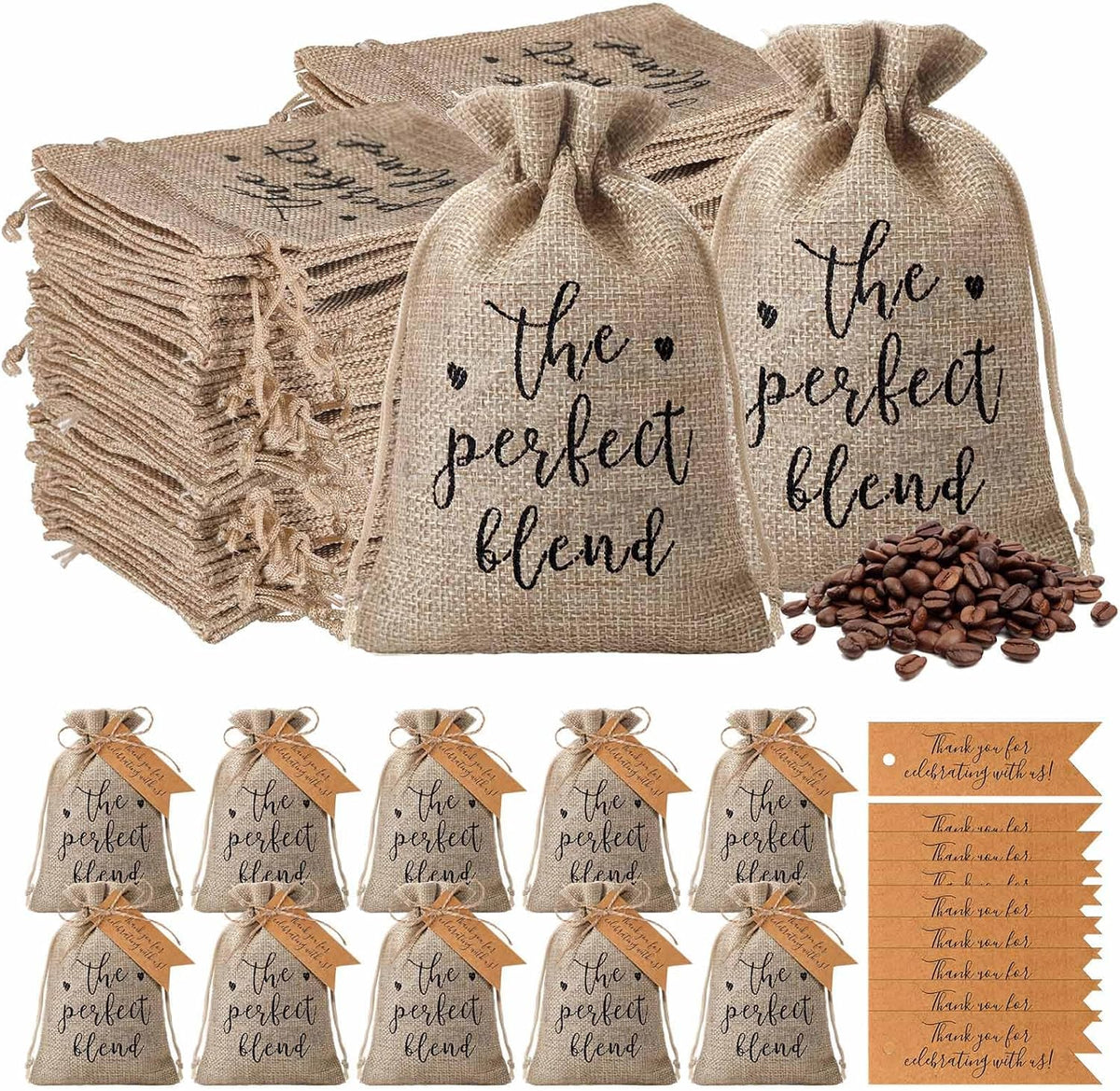 Fumete 25 Sets Wedding Coffee Party Favors for Guests the Perfect Blend Coffee Bean Bags Kraft
