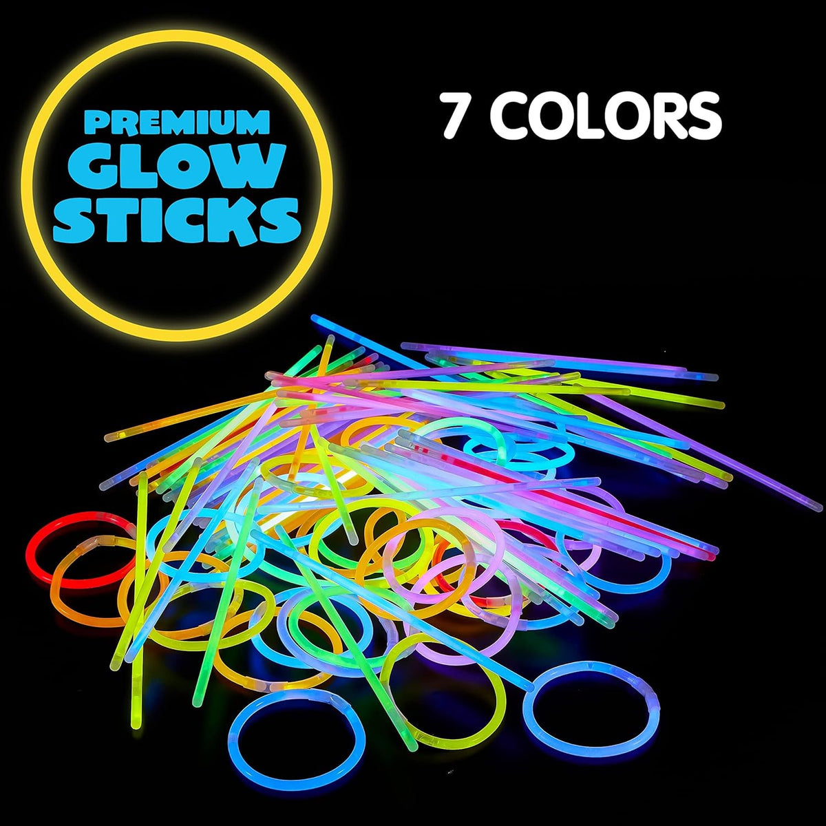 JOYIN 100 Pcs 8" Glowsticks, Halloween Supplies Pack, Bracelets Necklaces, Glow in the Dark Party